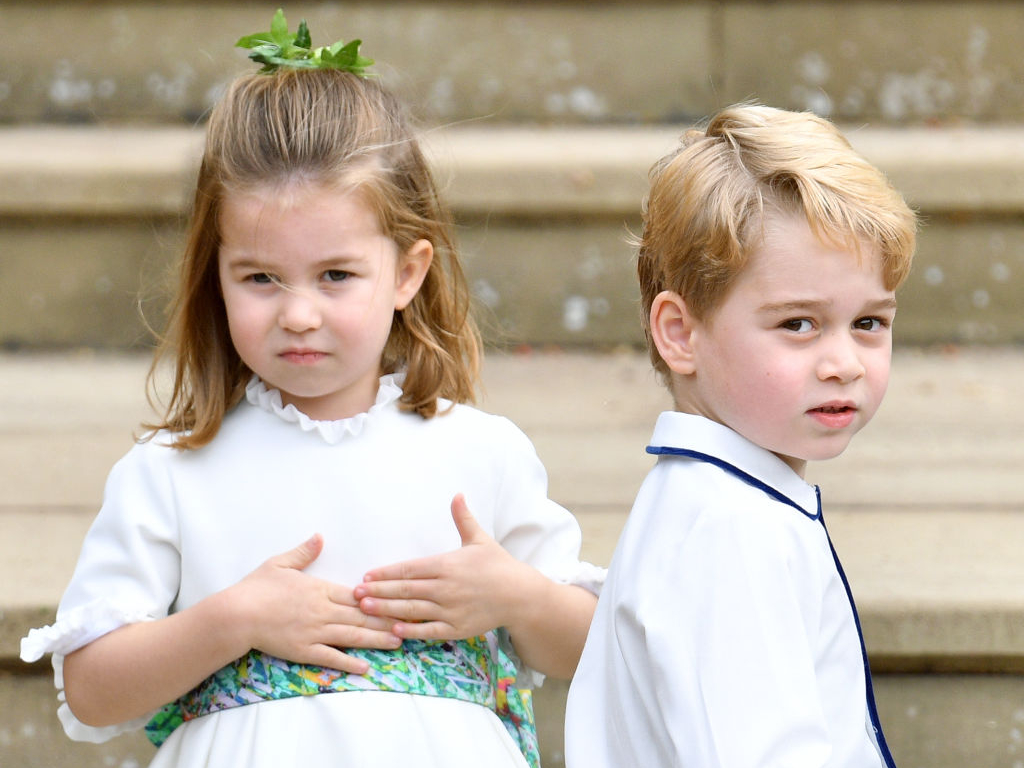 Принцесса Шарлотта и принц Джордж на свадьбе принцессы Евгении и Джека Бруксбэнка, Виндзор, 12 октября 2018 | marieclaire.ru