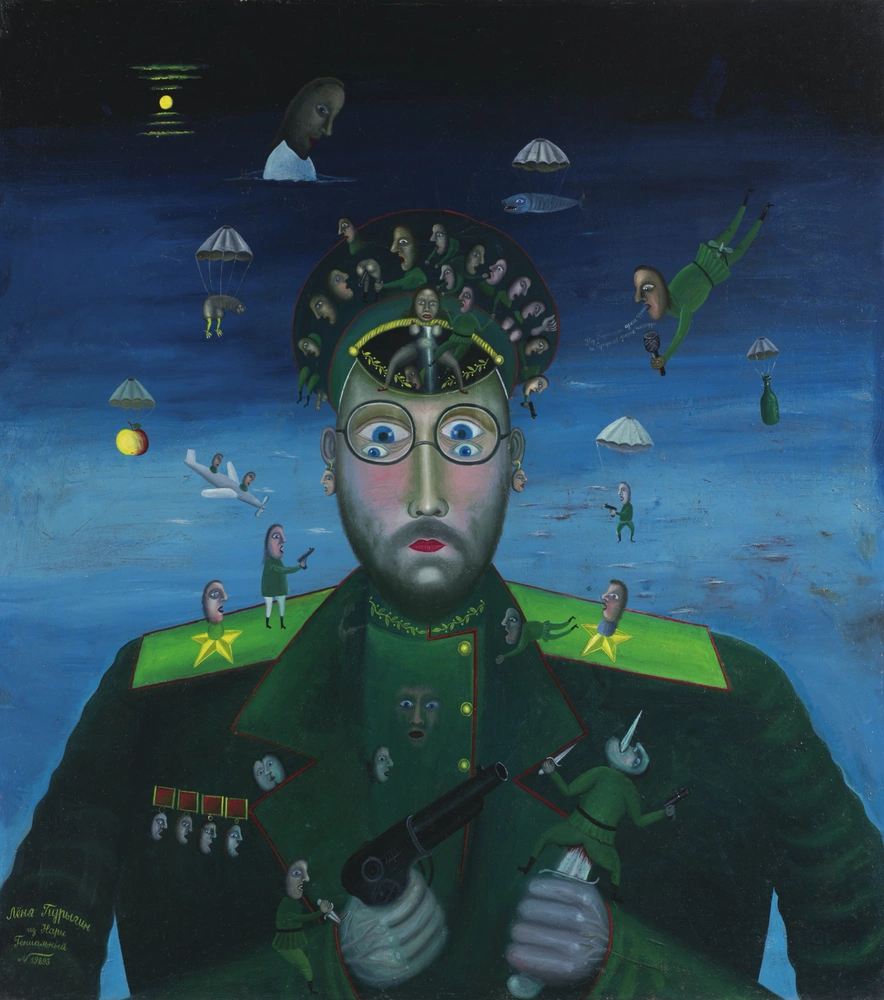 Леонид Пурыгин. Автопортрет в парадной форме генералиссимуса, 1989. Холст, масло. Музей AZ. | mcmaison.ru