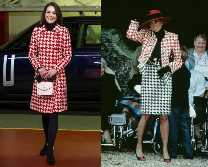 Битва образов: Кейт Миддлтон повторила образ принцессы Дианы в пальто «в гусиную лапку» — кто лучше?