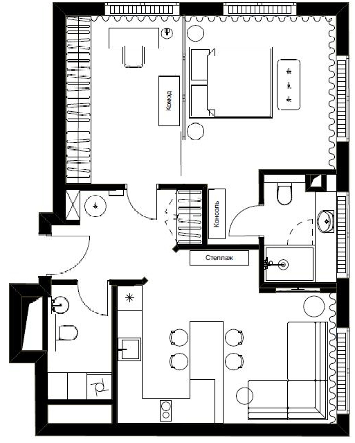 Городская квартира 62 м² для двоих в Москве