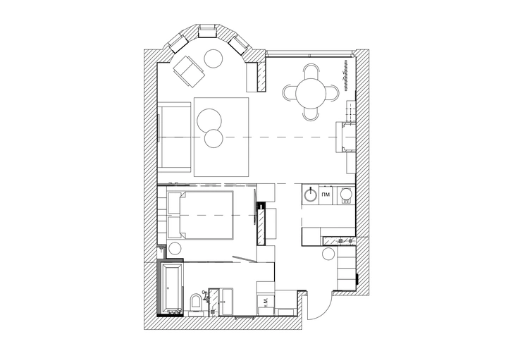 Квартира с панорамными окнами 53 м² в Киеве