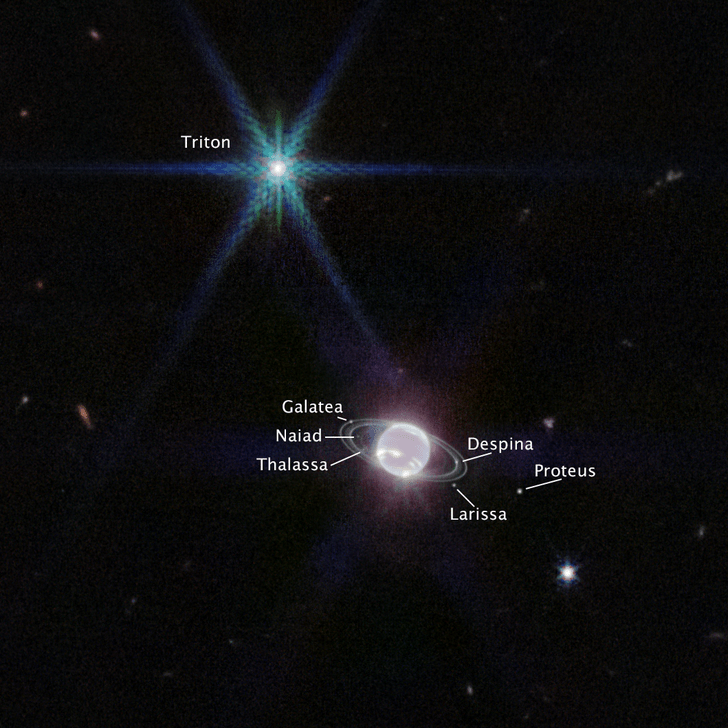 Телескоп «Джеймс Уэбб» сфотографировал Нептун и его кольца