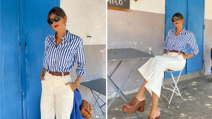 Белая полоса: 5 стильных рубашек на лето, как у француженки Жюли Феррери