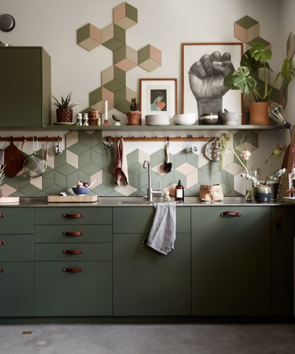 Кухонный фартук с геометрическим рисунком: 25+ примеров
