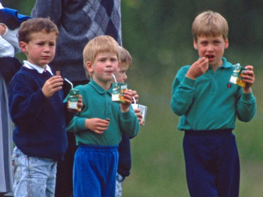 Принц Гарри и принц Уильям во время матча по поло в Сайренсестере, 15 июня 1989 | marieclaire.ru