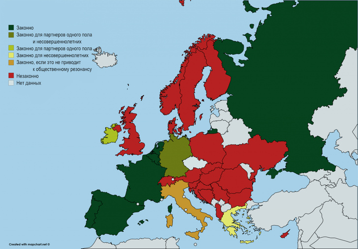 Карта: Законный статус интимной связи между родными братьями и сестрами