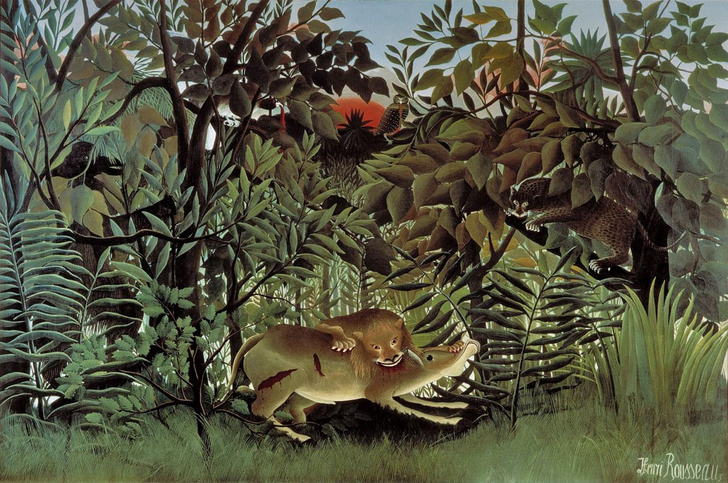 Парижские джунгли: 7 деталей картины «Голодный лев бросается на антилопу» Анри Руссо