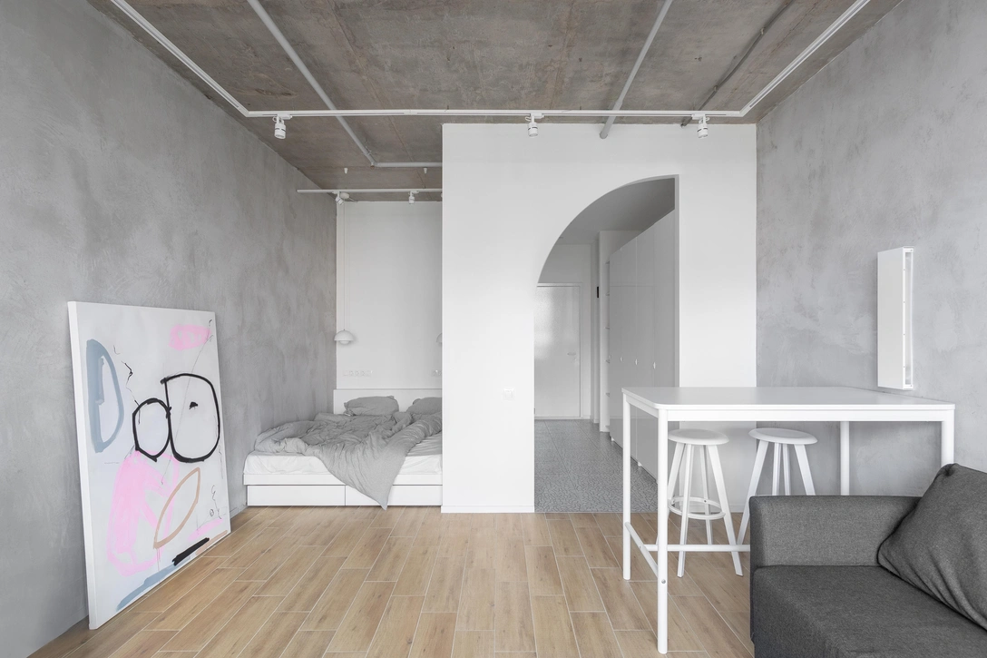 Монохромная квартира 33 м² в Москве | Источник: Полина Полудкина