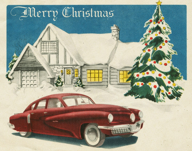 Поздравительная открытка от Tucker Corp. на Рождество 1947 года