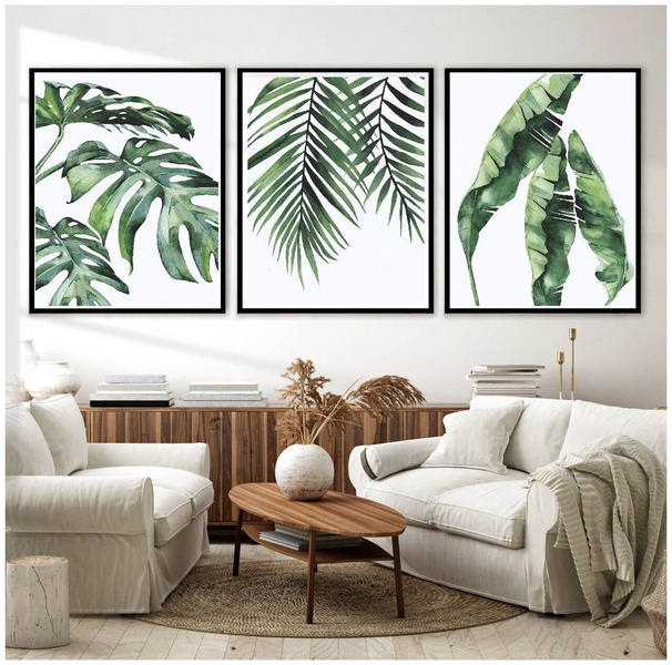 Три постера «Тропические листья, монстера, пальма, банан», 28Kartin