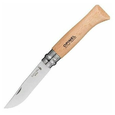 Нож Opinel № 8, нержавеющая сталь, рукоять из бука, чехол, картонная коробка
