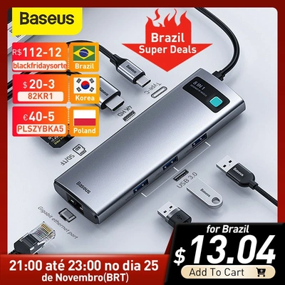 USB-концентратор Baseus 8 в 1, совместимый с USB 3,0