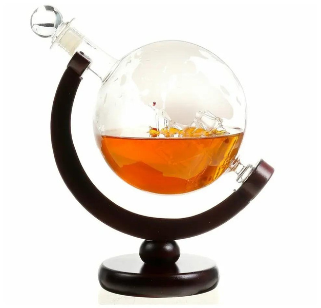 Декантер-глобус для виски со стеклянным кораблем внутри, 800 мл