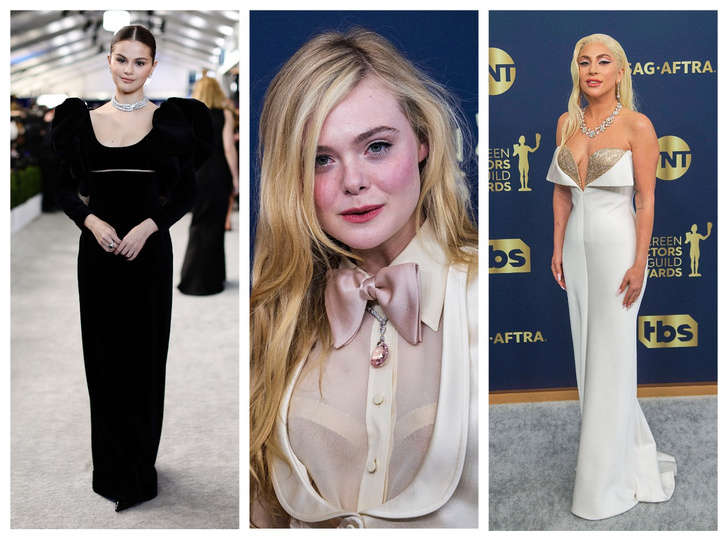 Леди Гага в белом и Селена Гомес в черном: самые роскошные наряды ковровой дорожки SAG Awards 2022