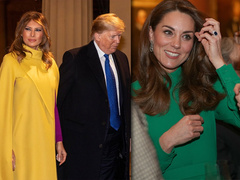 Кейт Миддлтон поприветствовала Трампа, Макрона и глав других стран в эффектном зеленом платье