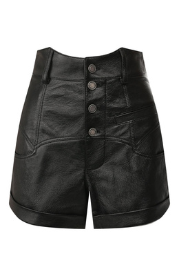 Женские черные кожаные шорты SAINT LAURENT 