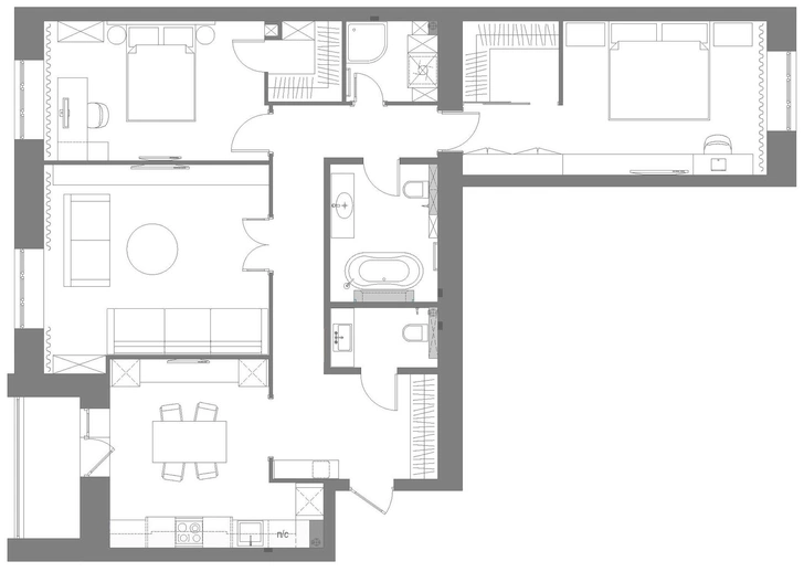 Лаконичная квартира 108,9 м² в Новосибирске