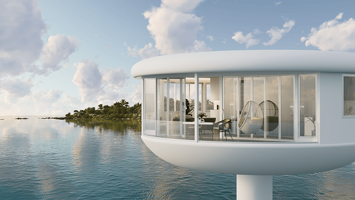 Архитекторы представили дома-капсулы посреди океана. Посмотрите, как они выглядят
