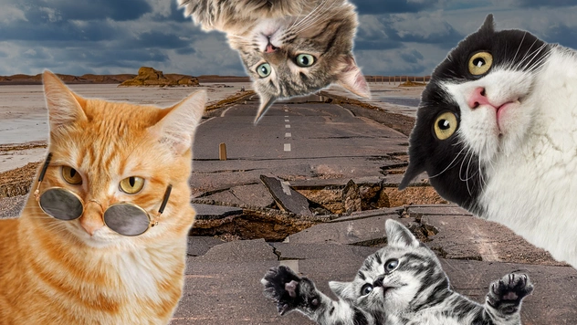 Как коты реагируют на землетрясение в Японии (видео очевидцев)
