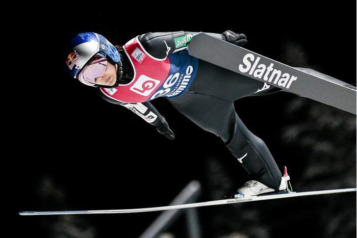Sara Takanashi of Japan competes during the Individual HS98 at the FIS World Cup Ski Jumping Women Lillehammer at on December 04, 2021 in Lillehammer, Norway
