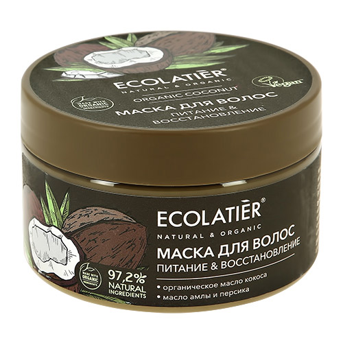 Маска для волос `ECOLATIER` ORGANIC COCONUT Питание & восстановление 250 мл купить в  интернет-магазине косметики 'Подружка', артикул 204253