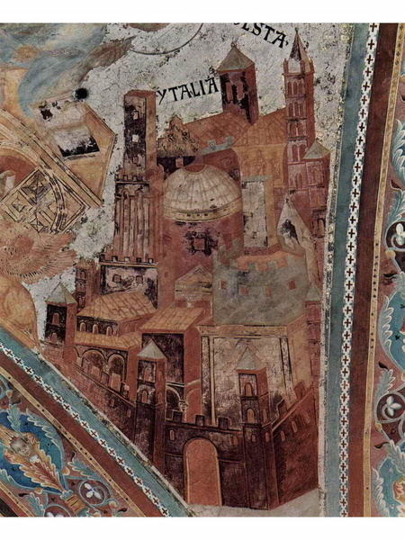 Постер A3 Джованни Чимабуэ, Фрески Верхней церкви Сан Франческо в Ассизи, фреска на средокрестном своде св.Марк. архитектура Италия