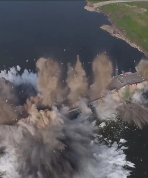 Подрыв крупного моста за 10 секунд (видео)