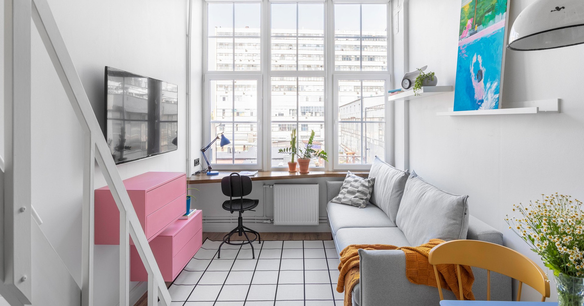 Студия 19 м² со спальней на антресоли