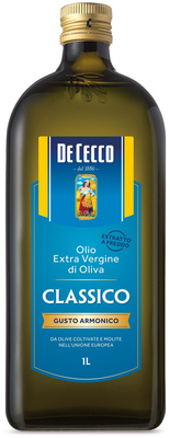 Масло оливковое De Cecco нерафинированное Extra Virgin Classico, стеклянная бутылка