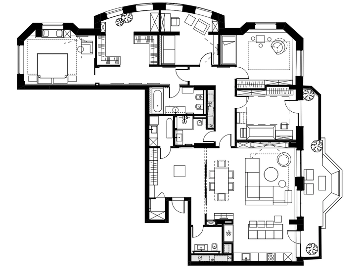 Московская квартира 200 м² в нейтральных тонах