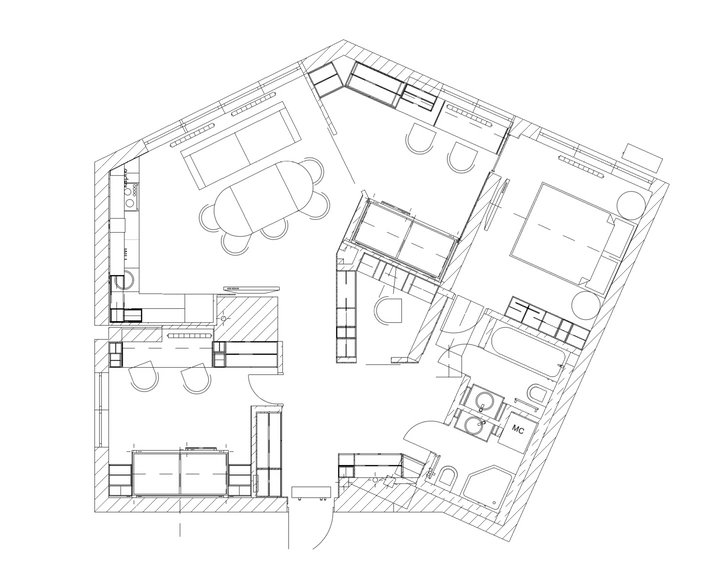 Квартира 76 м² для семьи с четырьмя детьми в Киеве