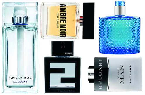 Туалетная вода: Dior Homme Cologne, 4590 руб. Yves Rocher Ambre Noir, 1390 руб. James Bond 007 Ocean Royale, 1850 руб. Fendi Fan di Fendi pour Homme Aqua, 3900 руб. Bulgari Man Extreme, 3190 руб.